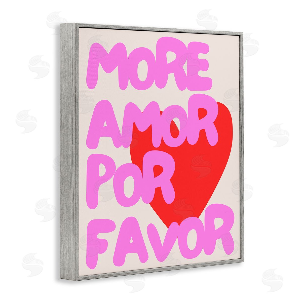 Pink & Red More Amor Grey Frame Print Wall Art, Home Decor by House of Lulu