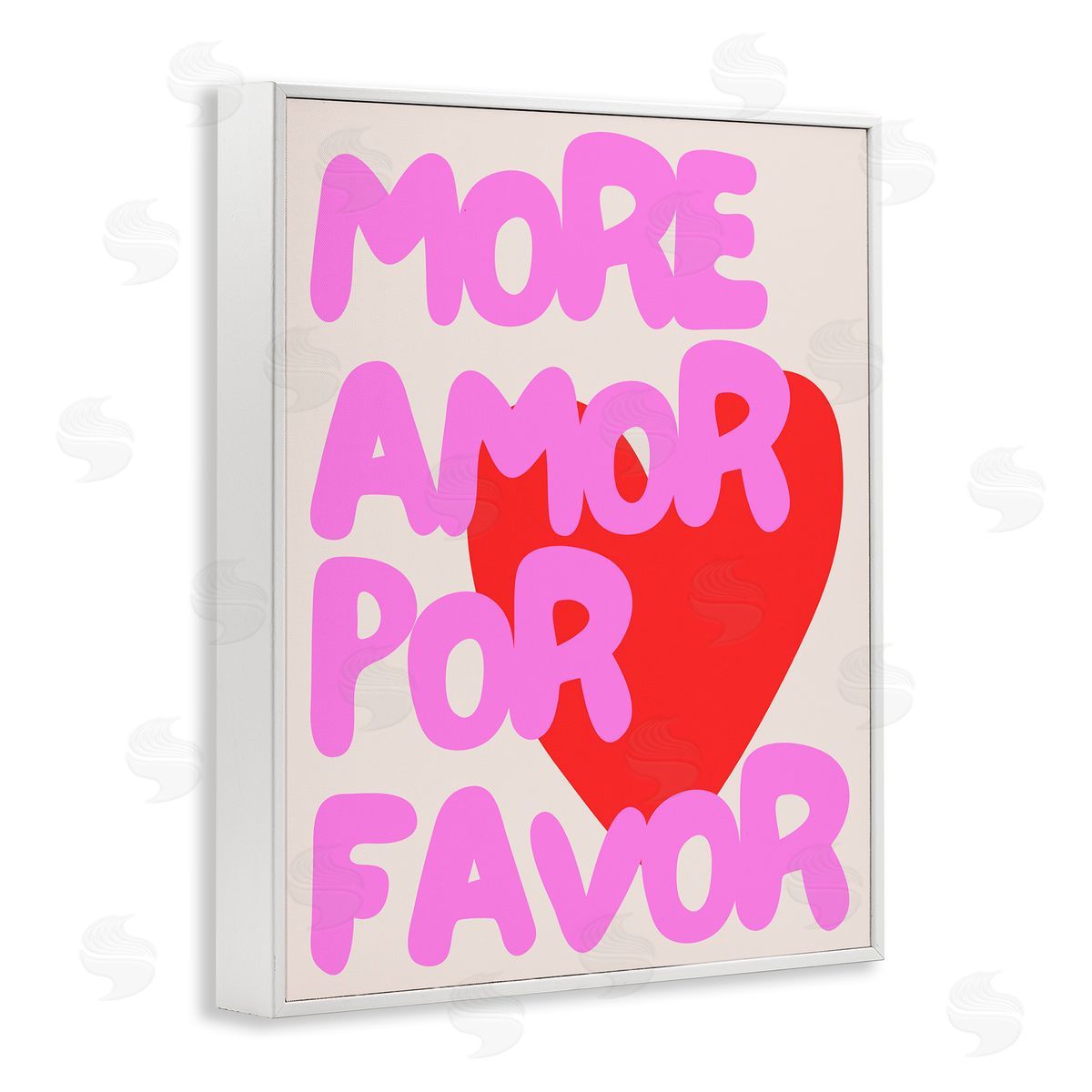 Pink & Red More Amor White Frame Print Wall Art, Home Decor by House of Lulu