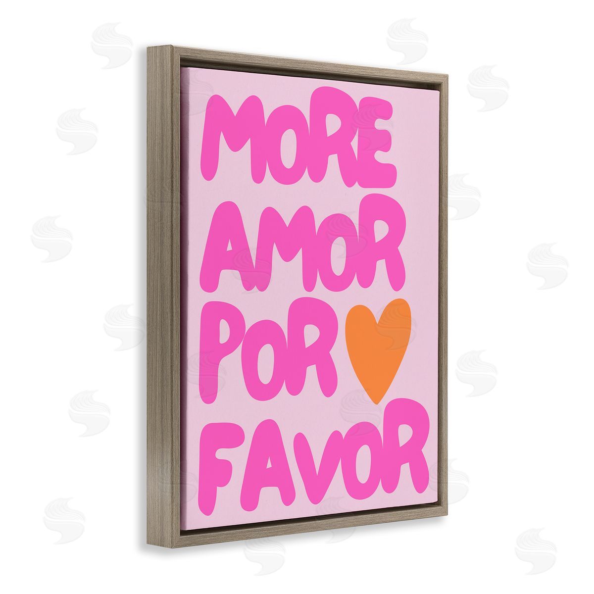More Amor with Heart Brown Floating Frame Canvas Wall Art, Home Decor by House of Lulu