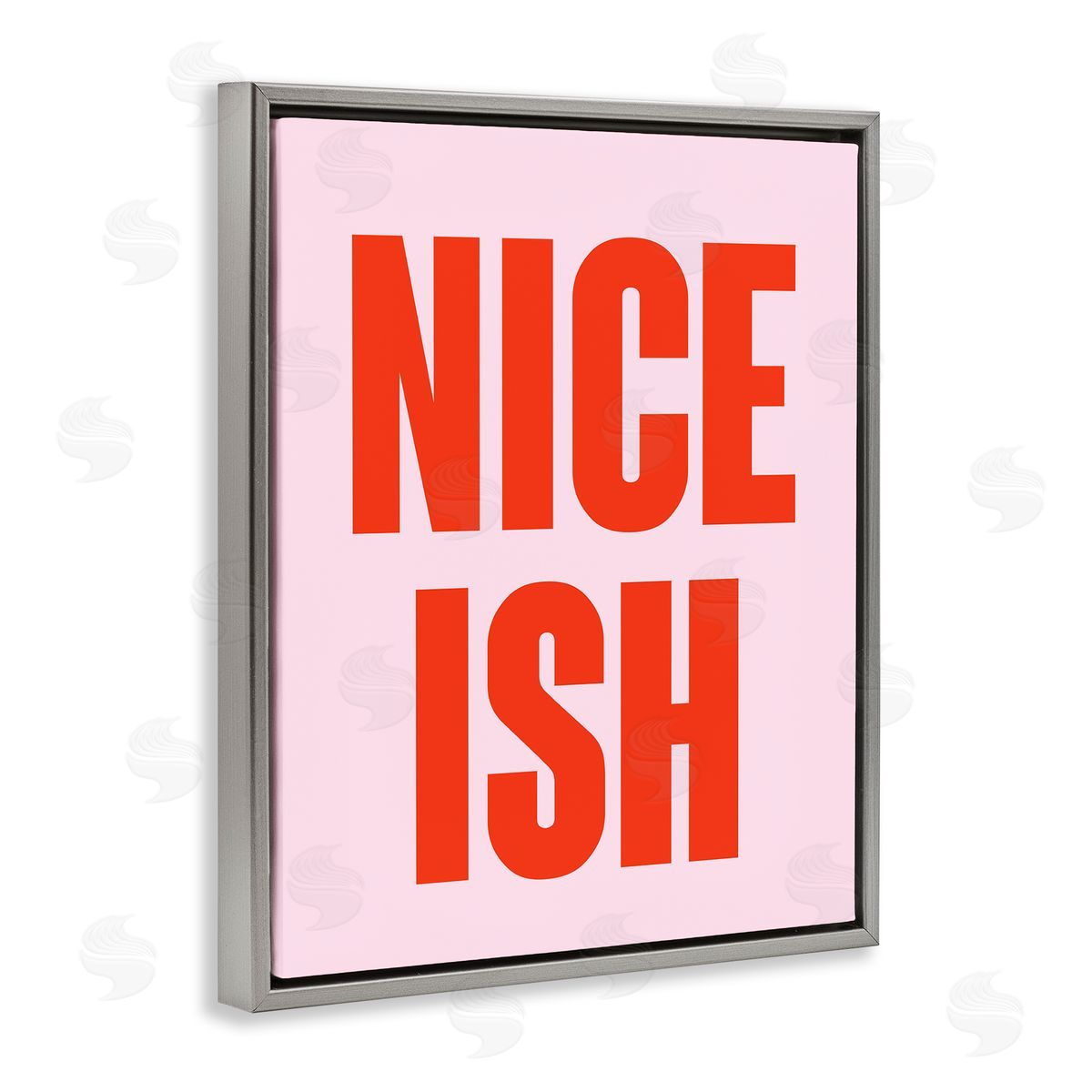 Nice Ish Red & Pink Grey Floating Frame Canvas Wall Art, Home Decor by House of Lulu