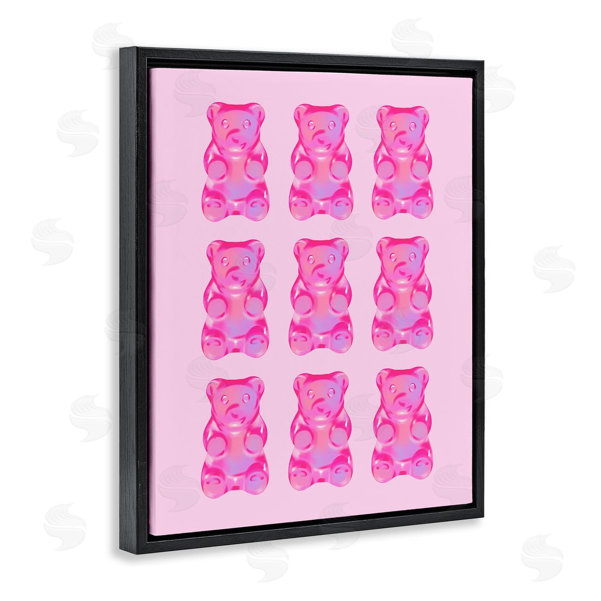 Pink Candy Bears Black Floating Frame Canvas Wall Art, Home Decor by House of Lulu