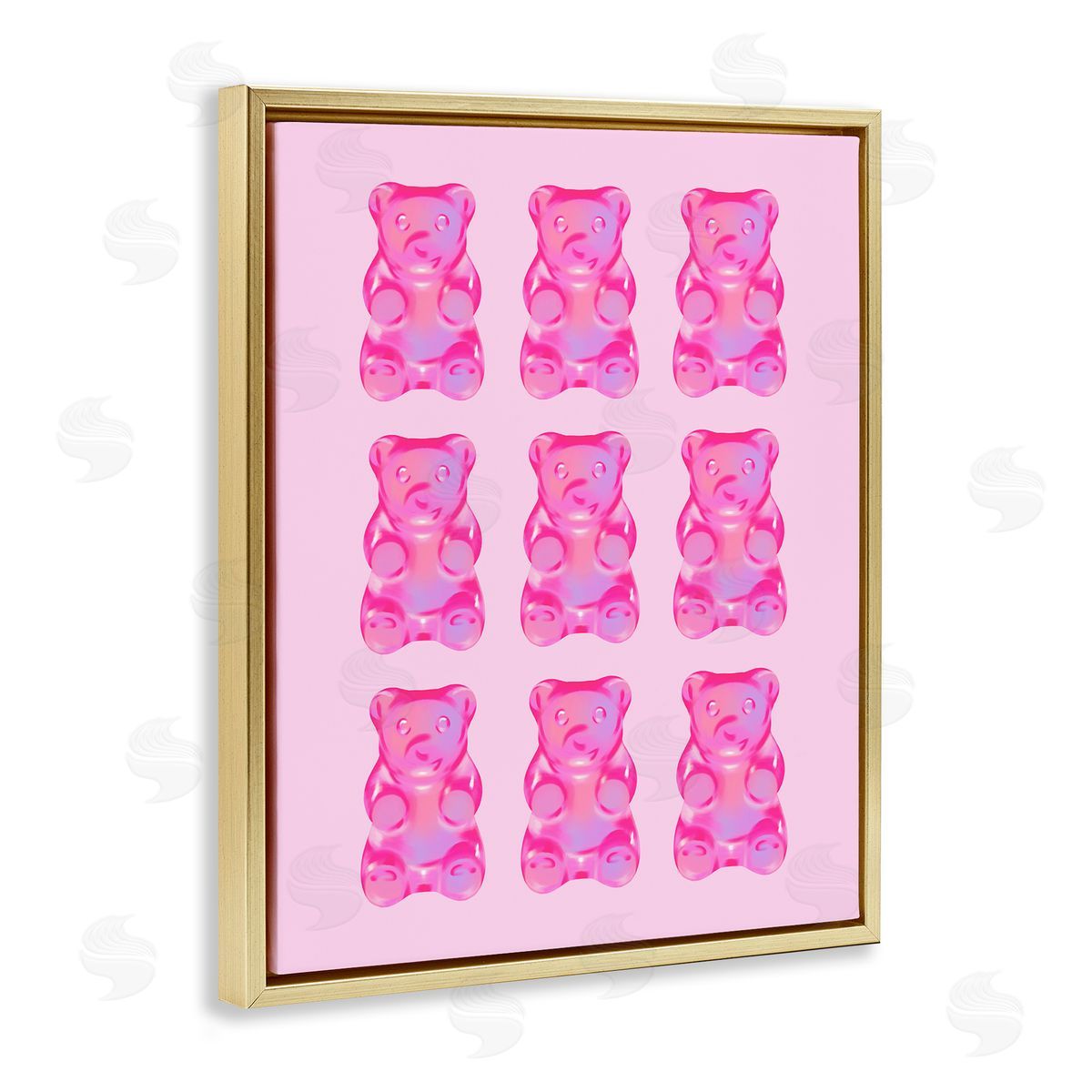 Pink Candy Bears Gold Floating Frame Canvas Wall Art, Home Decor by House of Lulu