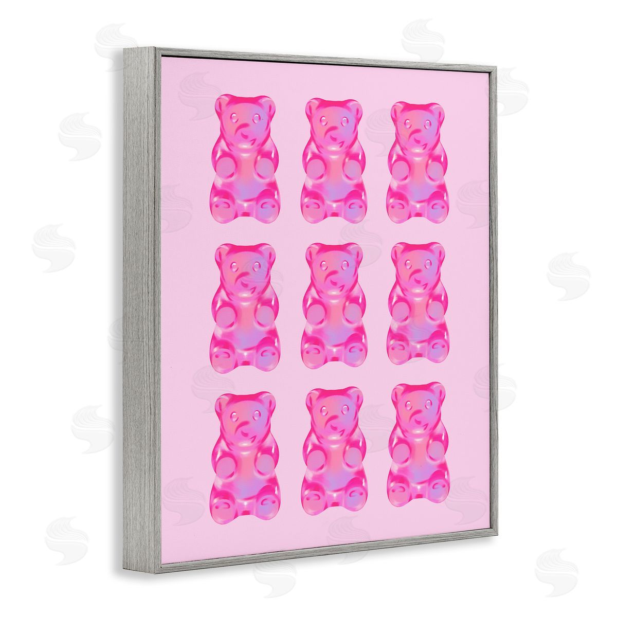 Pink Candy Bears Grey Frame Print Wall Art, Home Decor by House of Lulu