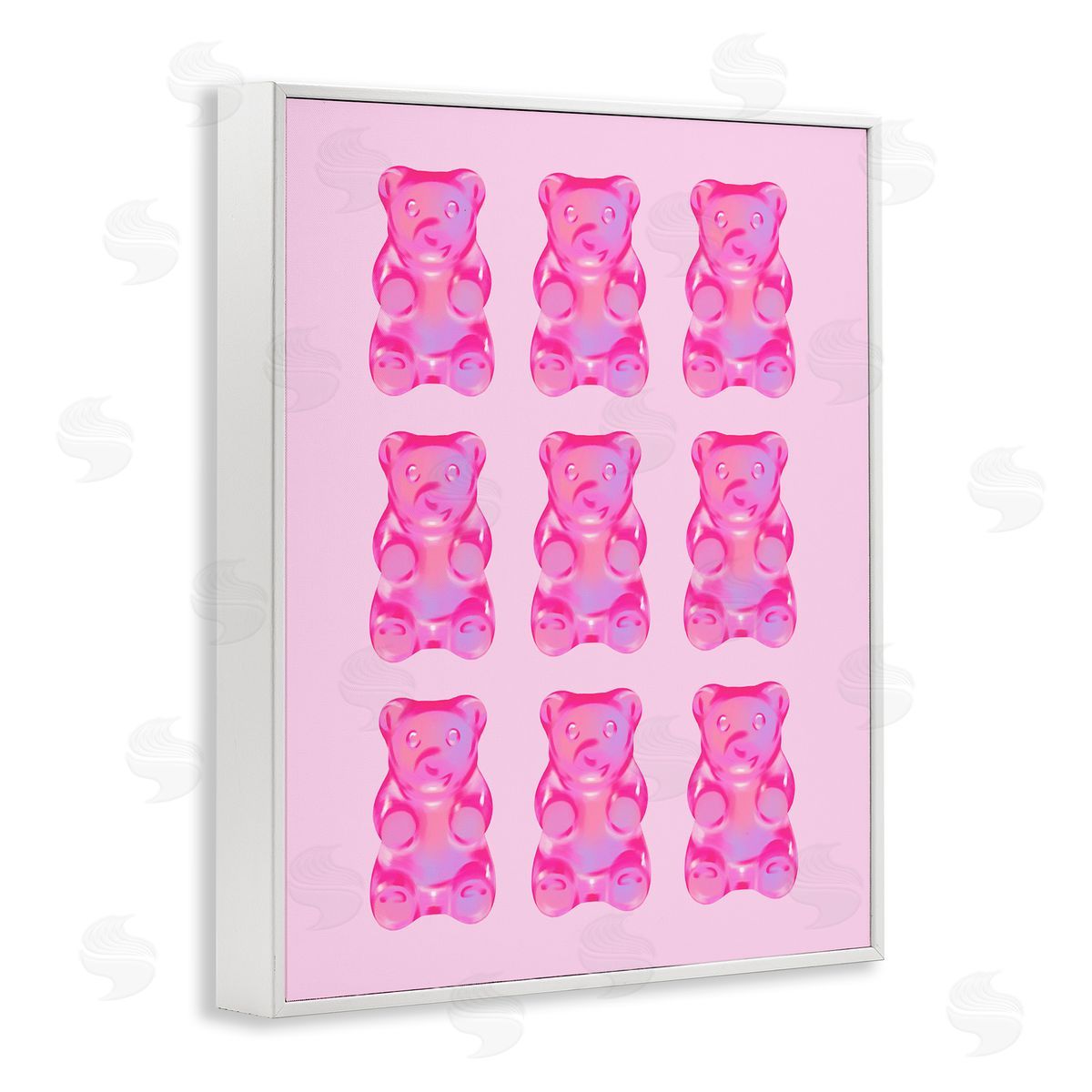 Pink Candy Bears White Frame Print Wall Art, Home Decor by House of Lulu