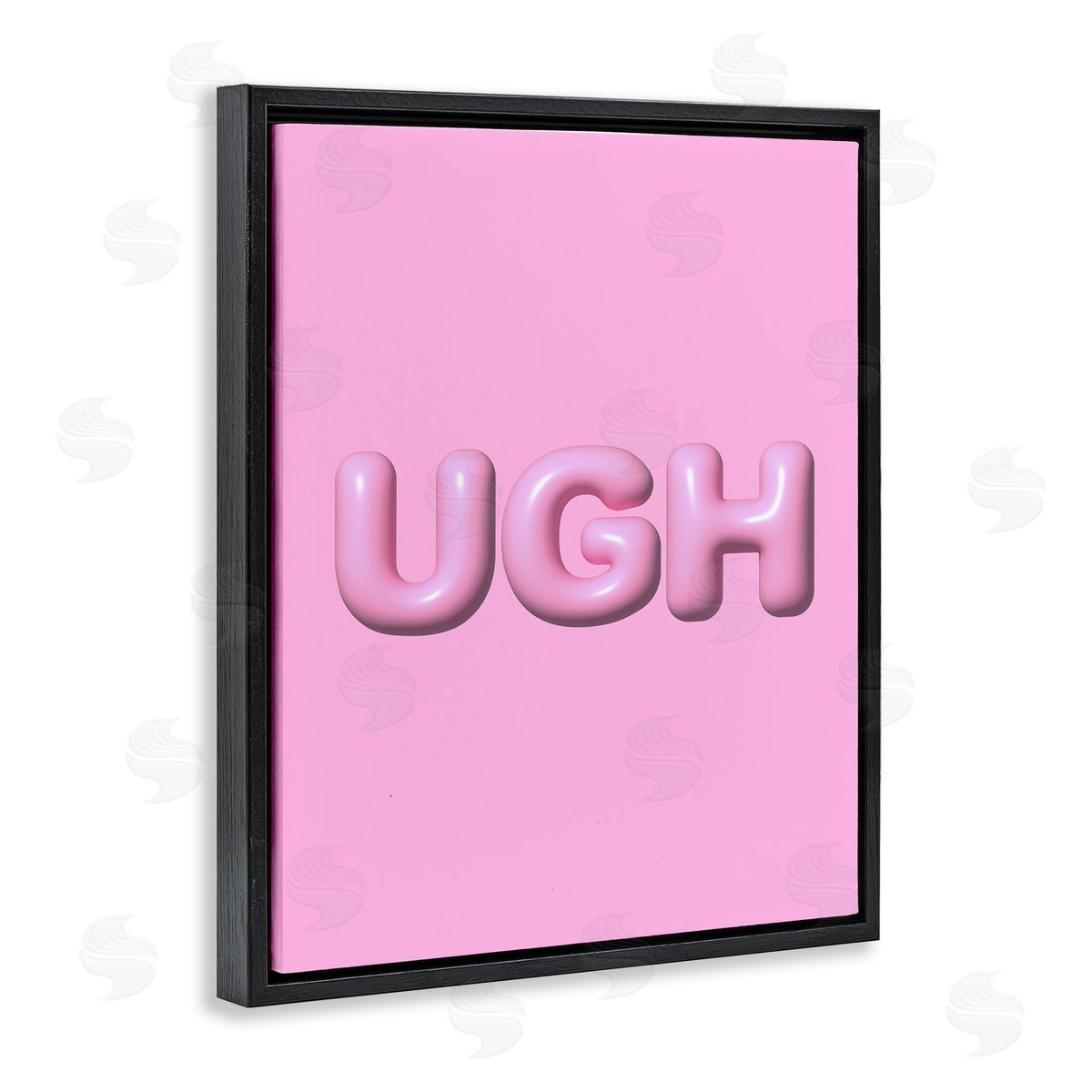 Pink Ugh Balloon Letters Black Floating Frame Canvas Wall Art, Home Decor by House of Lulu