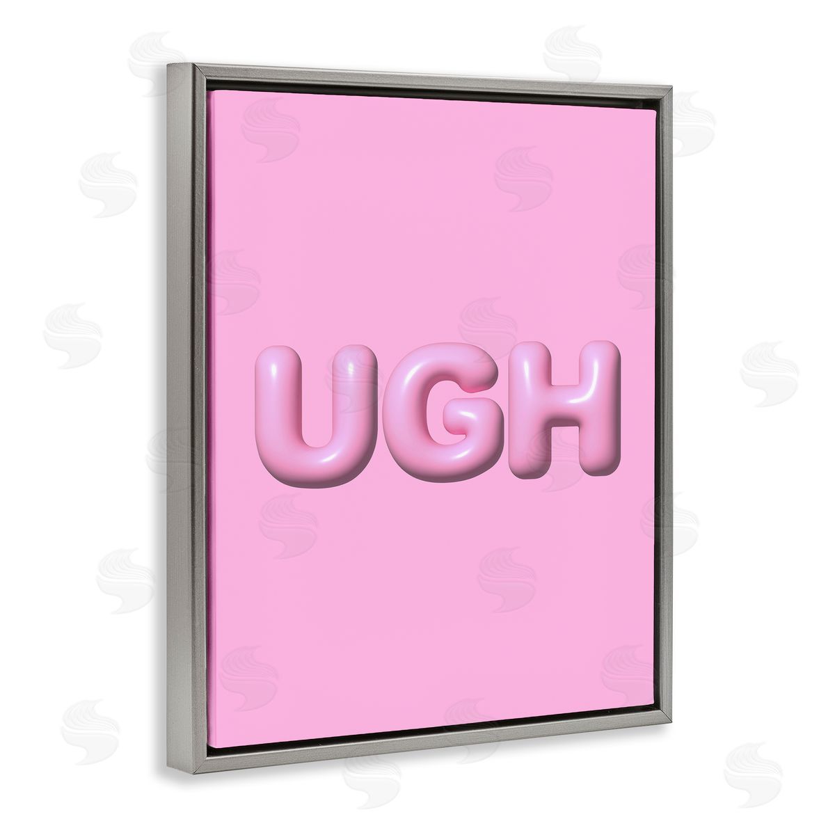 Pink Ugh Balloon Letters Grey Floating Frame Canvas Wall Art, Home Decor by House of Lulu