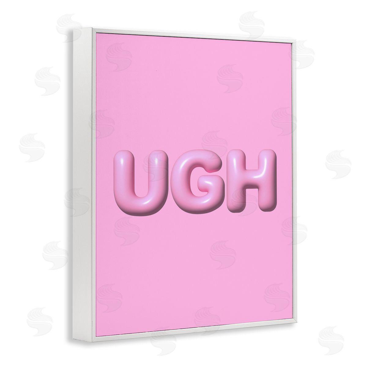 Pink Ugh Balloon Letters White Frame Print Wall Art, Home Decor by House of Lulu