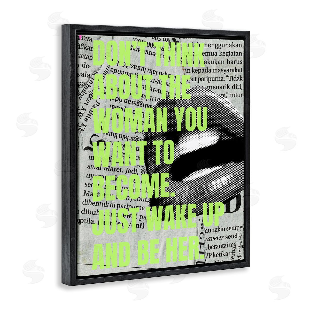 Wake Up & Be Her Inspiring Black Floating Frame Canvas Wall Art, Home Decor by House of Lulu