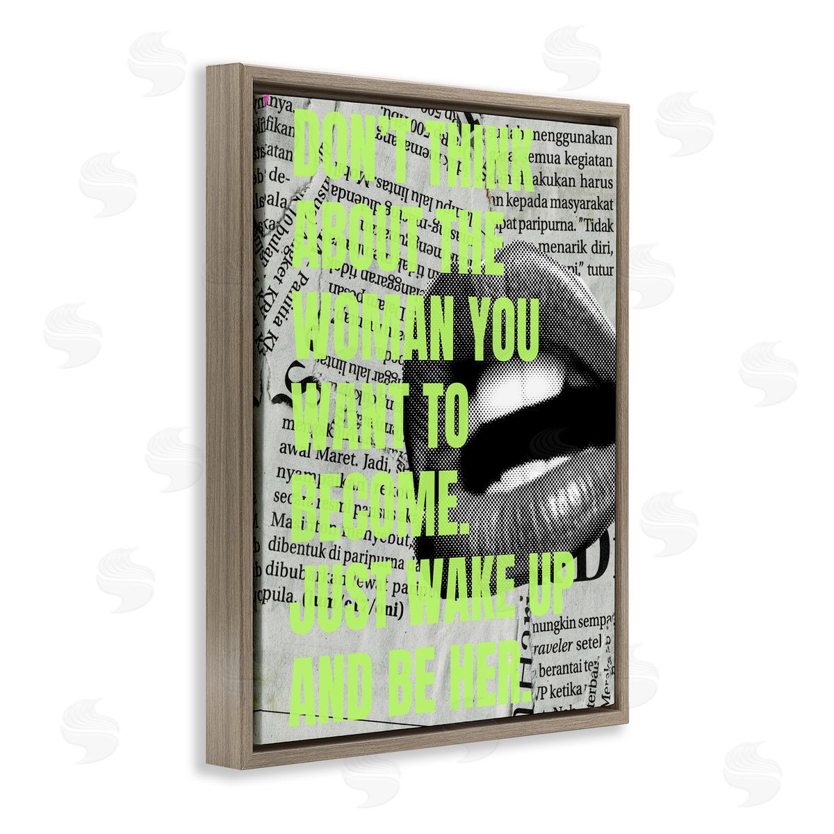 Wake Up & Be Her Inspiring Brown Floating Frame Canvas Wall Art, Home Decor by House of Lulu