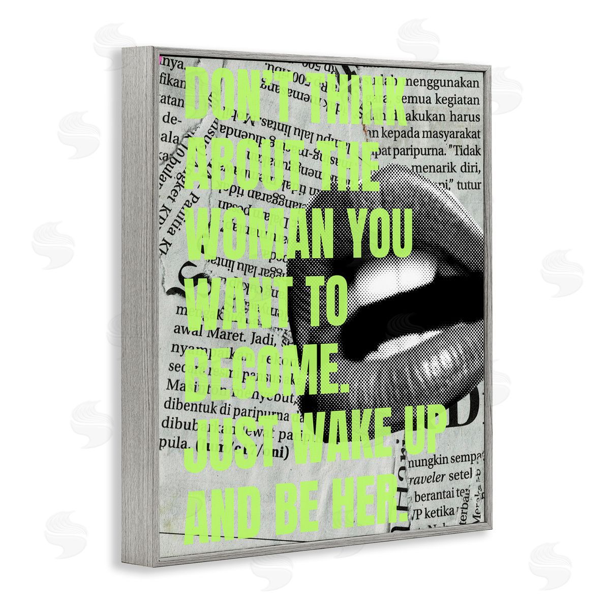 Wake Up & Be Her Inspiring Grey Frame Print Wall Art, Home Decor by House of Lulu