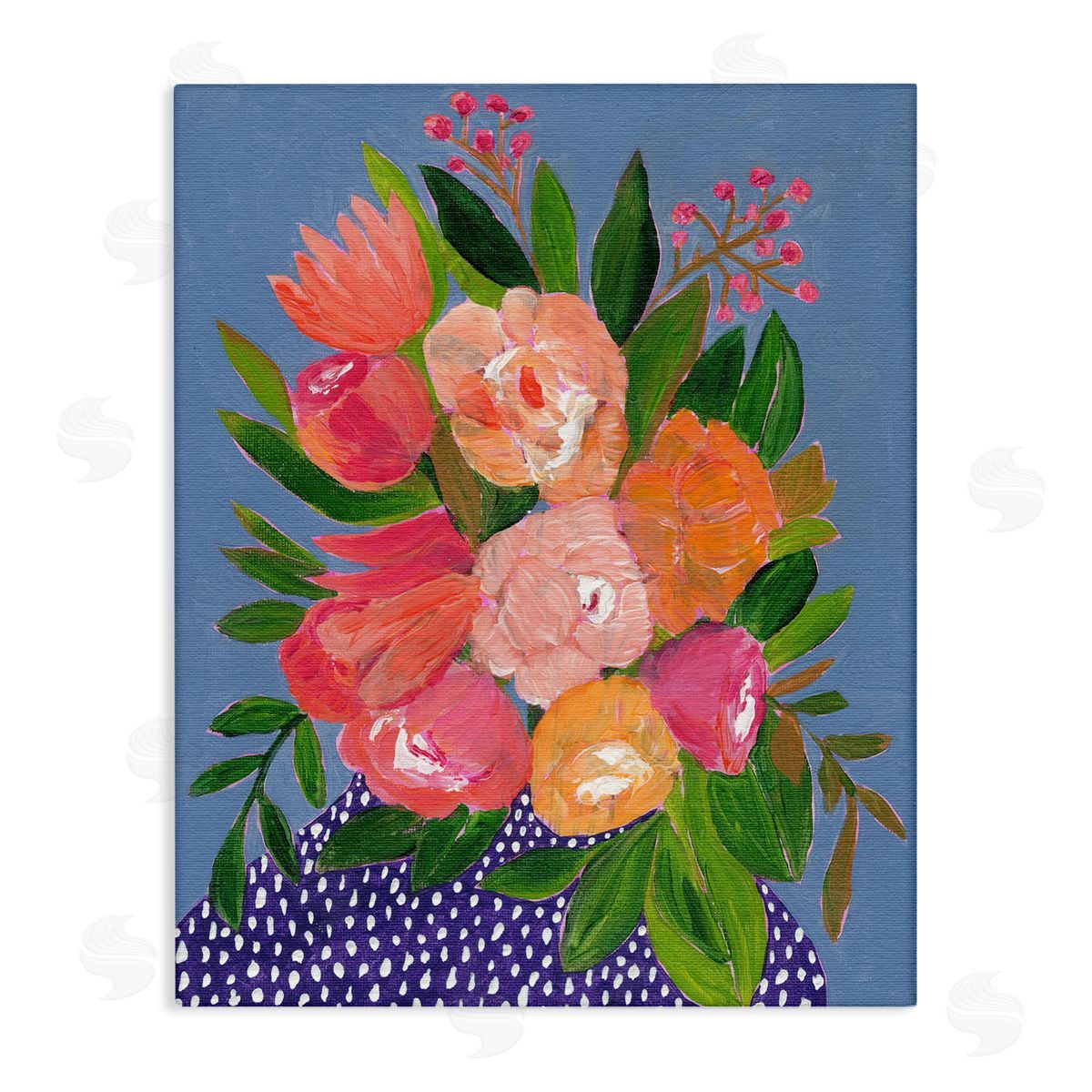 Modern Speckled Flower Vase Canvas Wall Art, Home Decor by Nikita Jariwala
