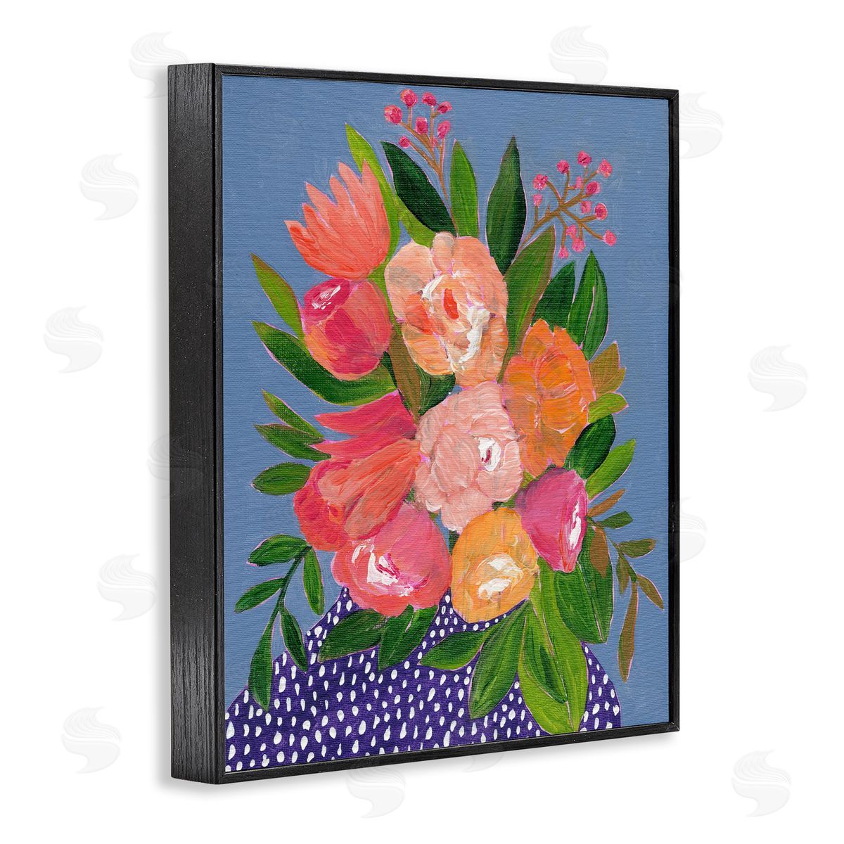 Modern Speckled Flower Vase Black Frame Print Wall Art, Home Decor by Nikita Jariwala