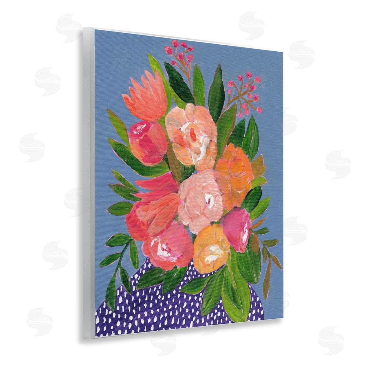 Modern Speckled Flower Vase Wood Plaque Wall Art, Home Decor by Nikita Jariwala