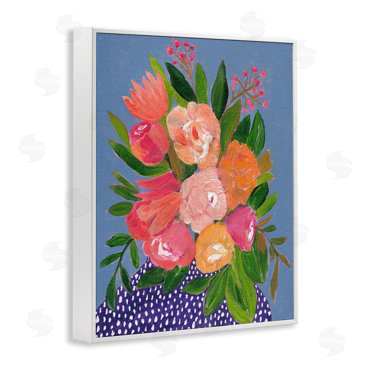 Modern Speckled Flower Vase White Frame Print Wall Art, Home Decor by Nikita Jariwala