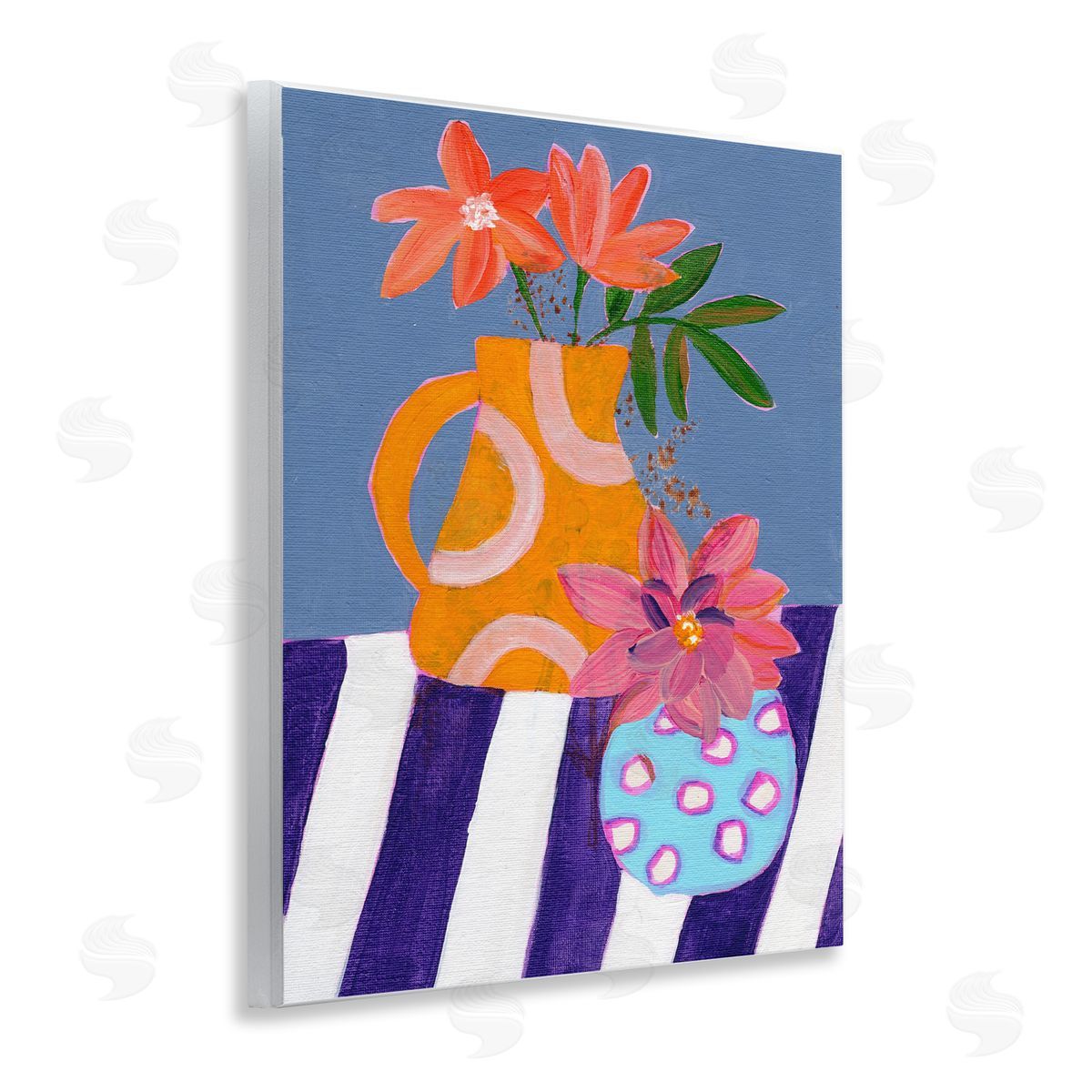 Blue Whimsy Farm Vase Wood Plaque Wall Art, Home Decor by Nikita Jariwala