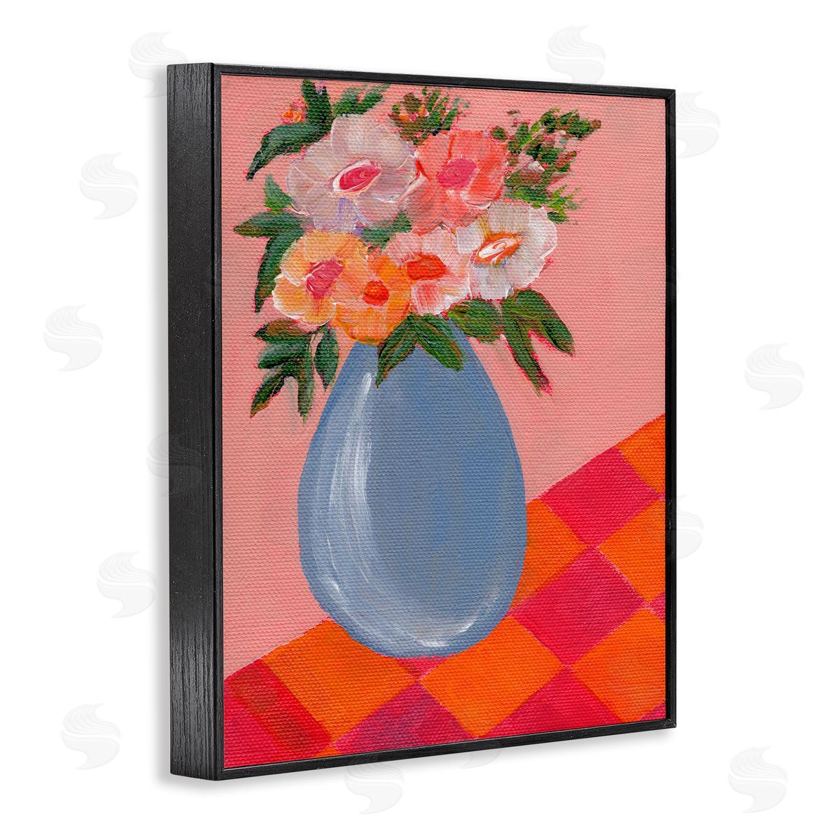 Bright Pink Bouquet Black Frame Print Wall Art, Home Decor by Nikita Jariwala
