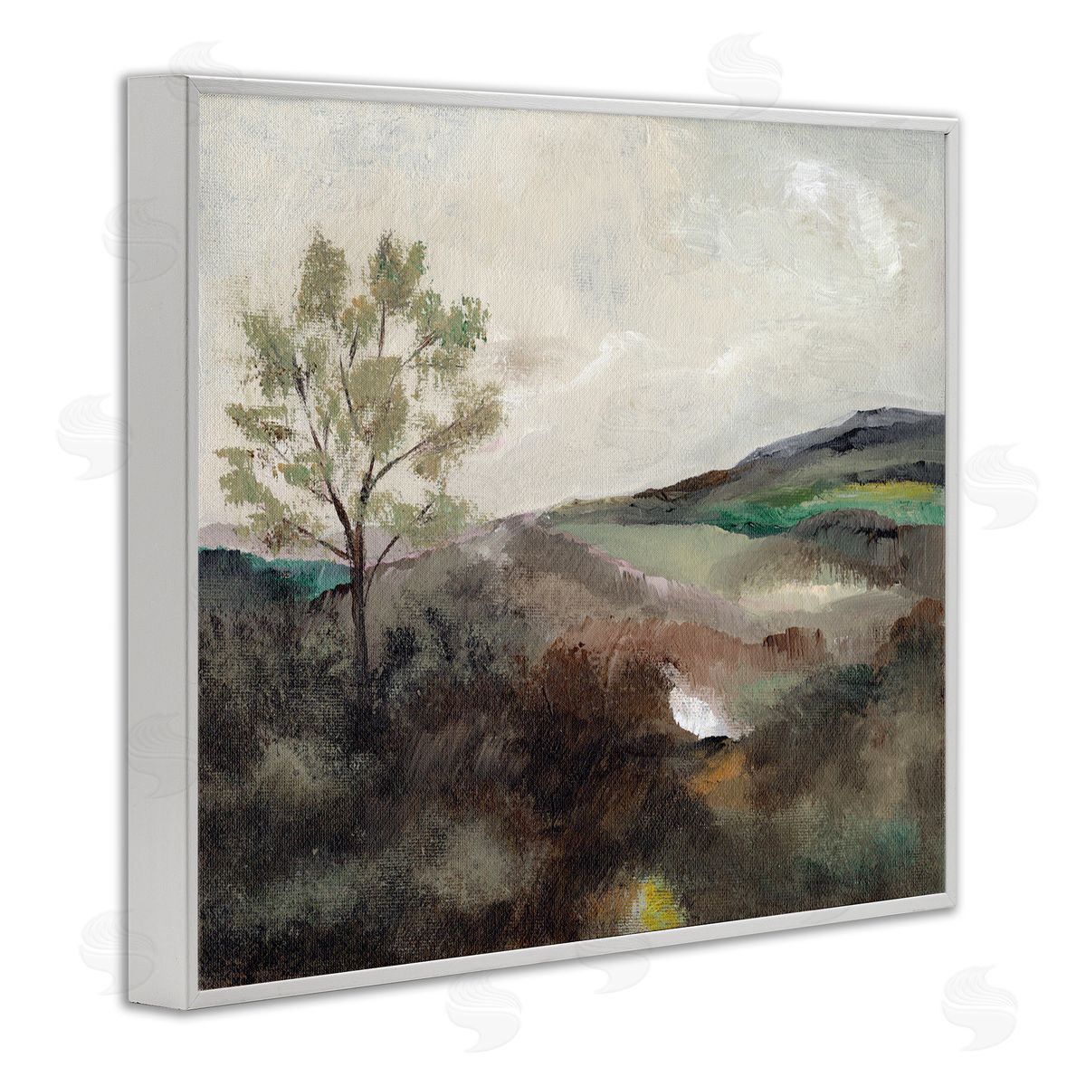 Beige Toned Landscape White Frame Print Wall Art, Home Decor by Nikita Jariwala