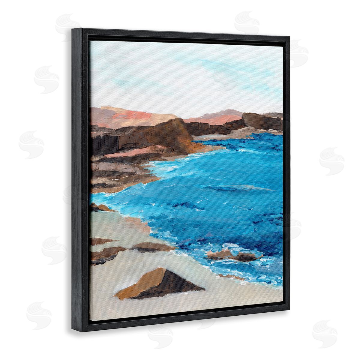 Red Mountain Beach Black Floating Frame Canvas Wall Art, Home Decor by Nikita Jariwala
