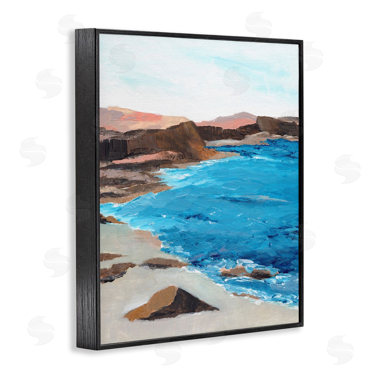 Red Mountain Beach Black Frame Print Wall Art, Home Decor by Nikita Jariwala