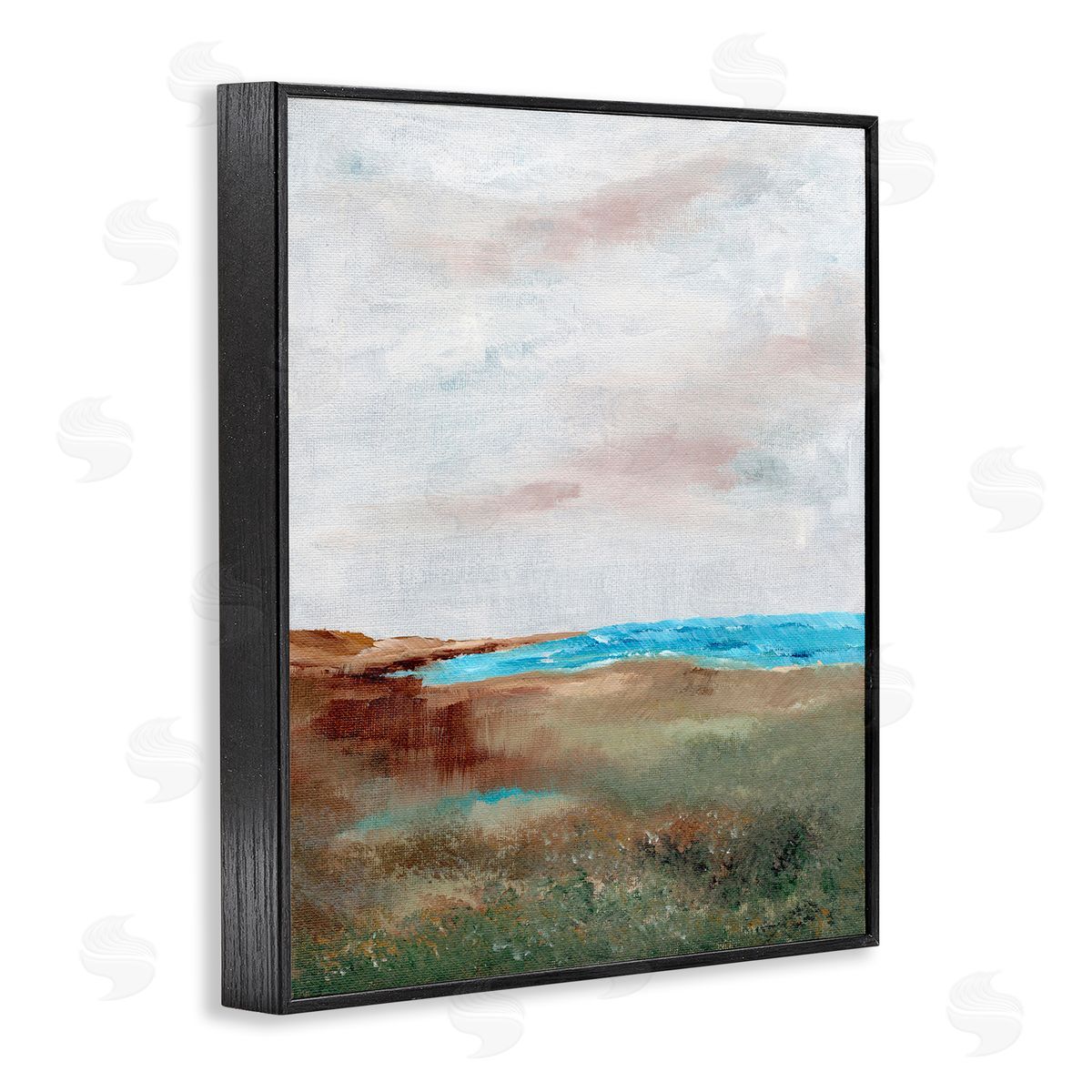 Seascape Brushed Landscape Black Frame Print Wall Art, Home Decor by Nikita Jariwala