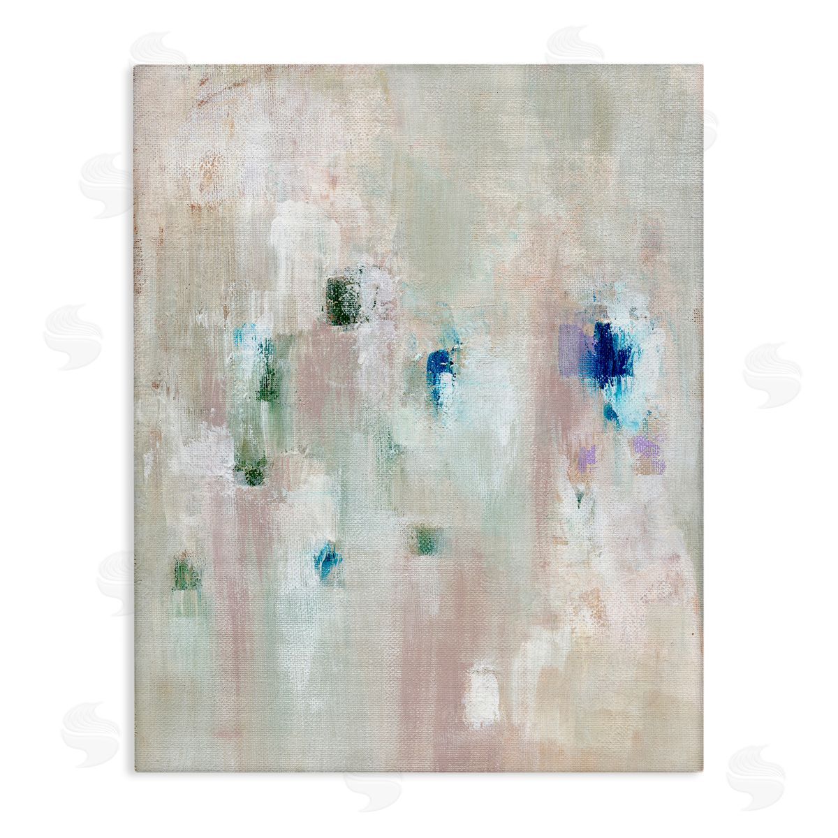 Neutrals with Blue Spots Canvas Wall Art, Home Decor by Nikita Jariwala