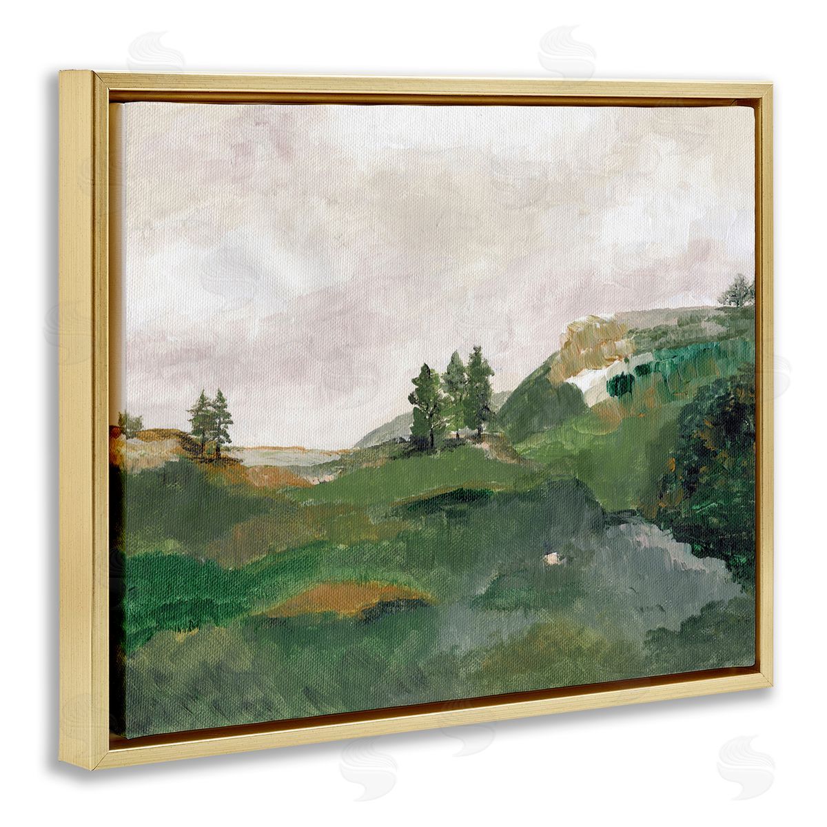 View From Grandma's Window Gold Floating Frame Canvas Wall Art, Home Decor by Nikita Jariwala