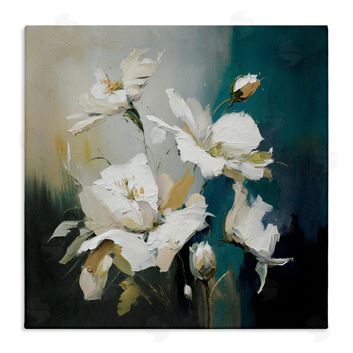 Painterly Daubed Flowers Canvas Wall Art, Home Decor by Svetlana Aleynikova
