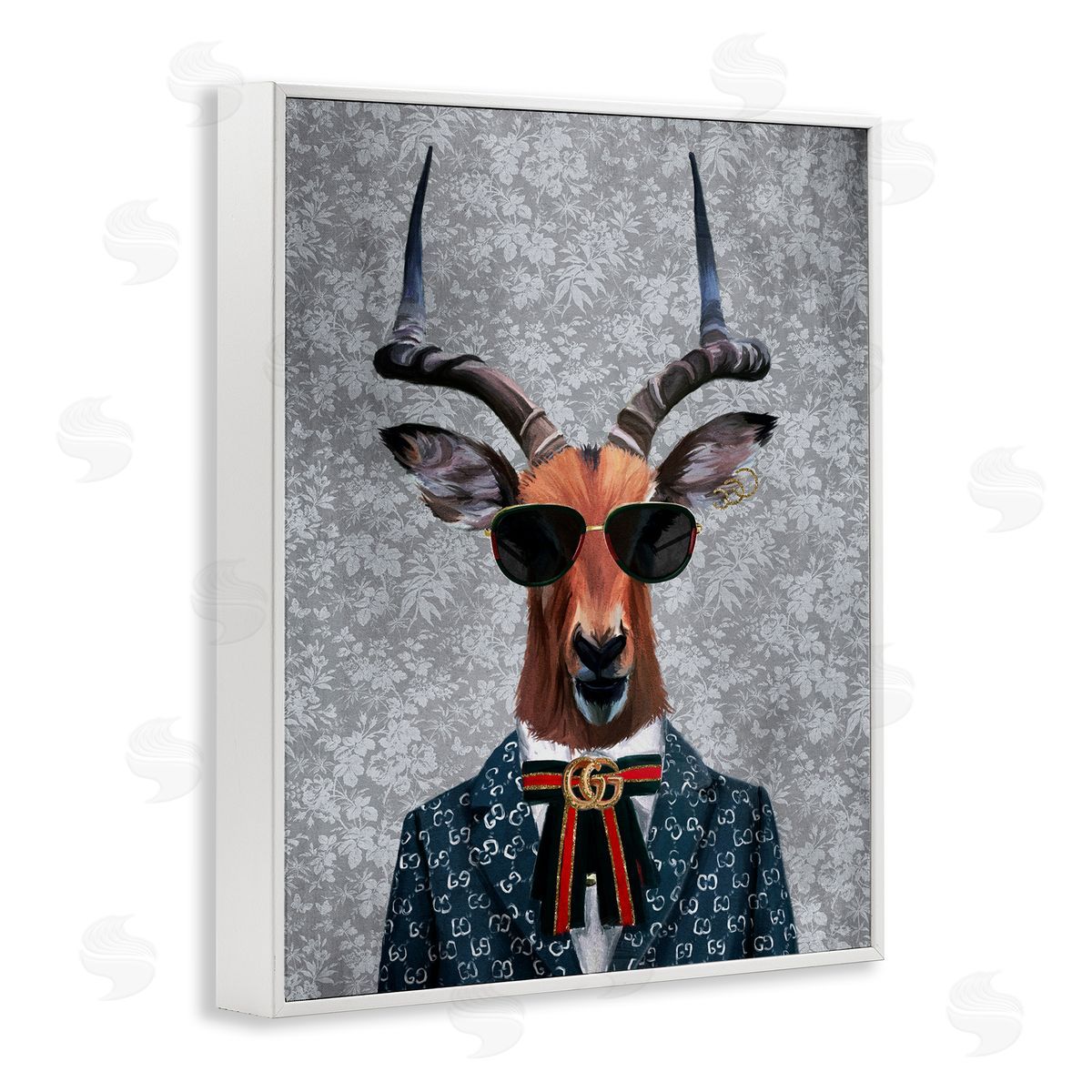 Fashion Forward Antelope White Frame Print Wall Art, Home Decor by Svetlana Aleynikova