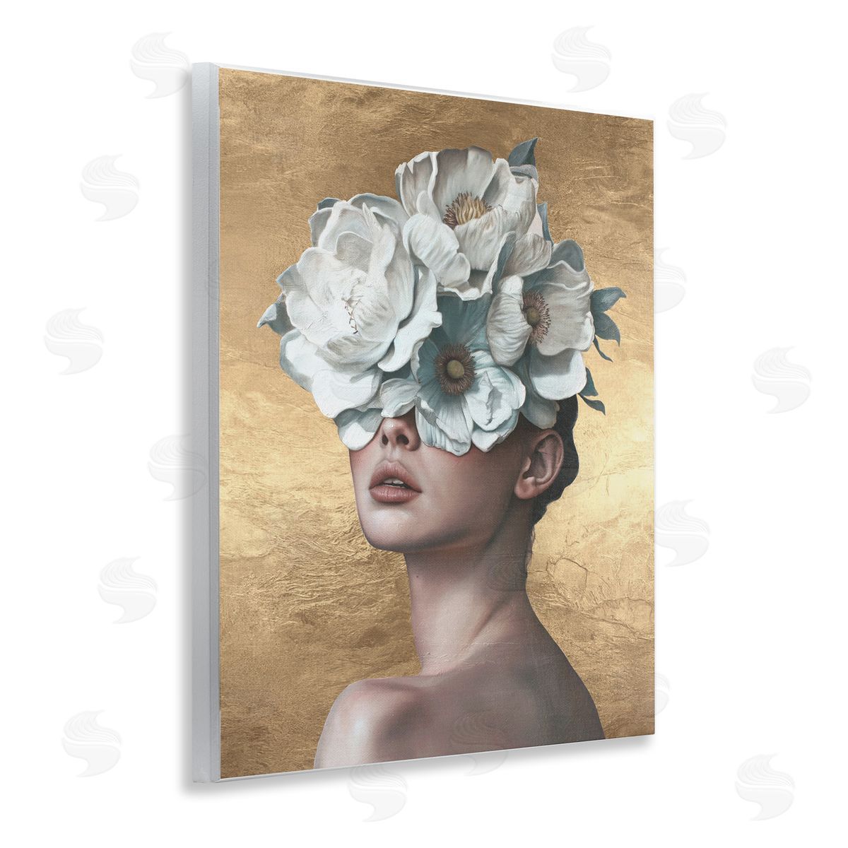 Flower Lady on Gold Wood Plaque Wall Art, Home Decor by Svetlana Aleynikova