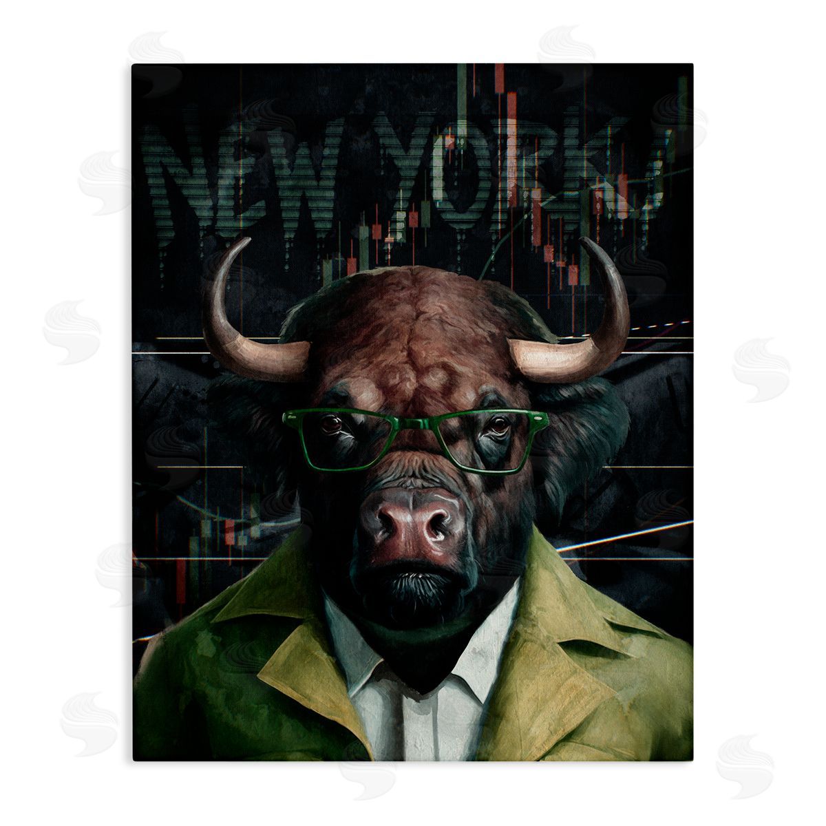 Stylish Bull New York Canvas Wall Art, Home Decor by Svetlana Aleynikova
