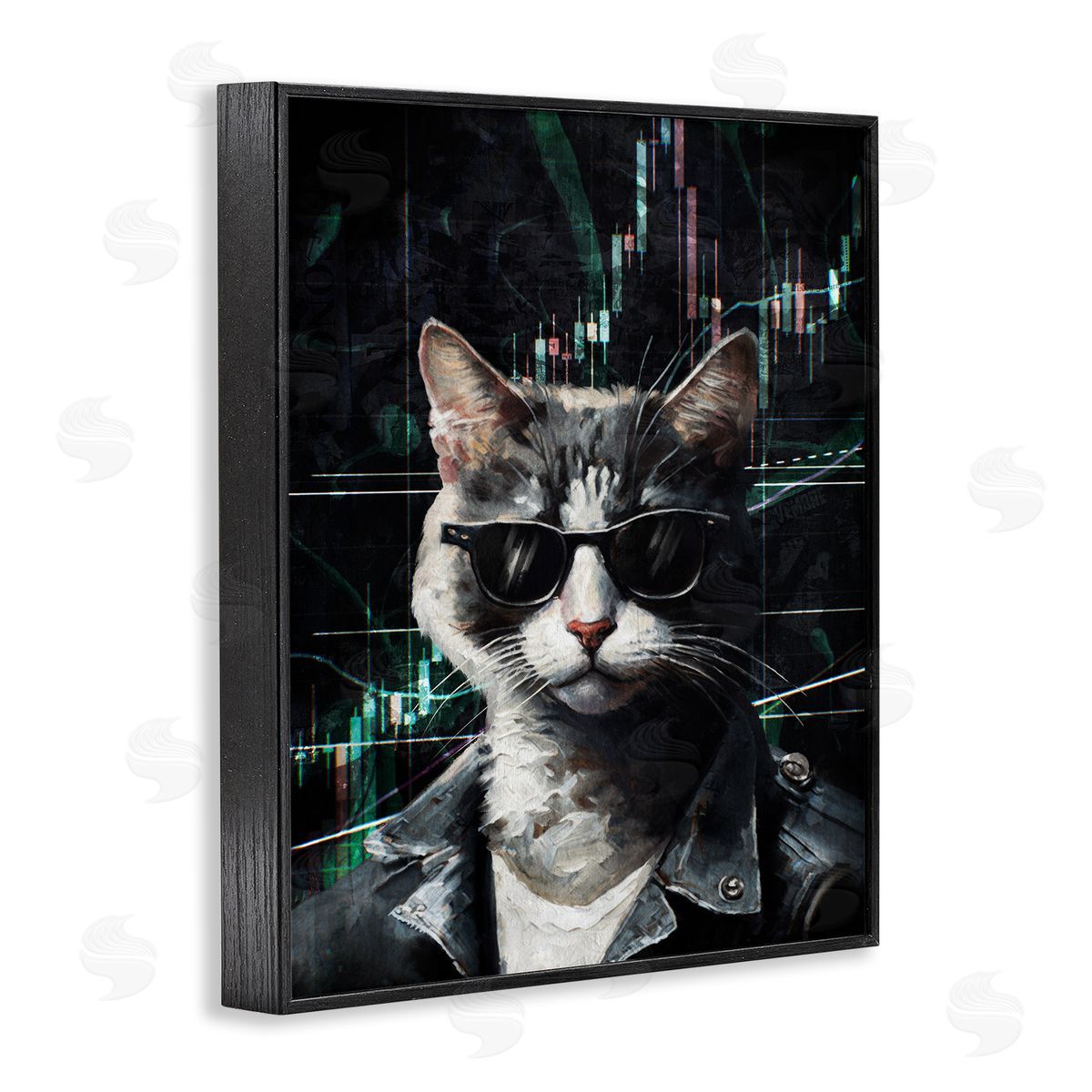 Trendy Cat Sunglasses Black Frame Print Wall Art, Home Decor by Svetlana Aleynikova