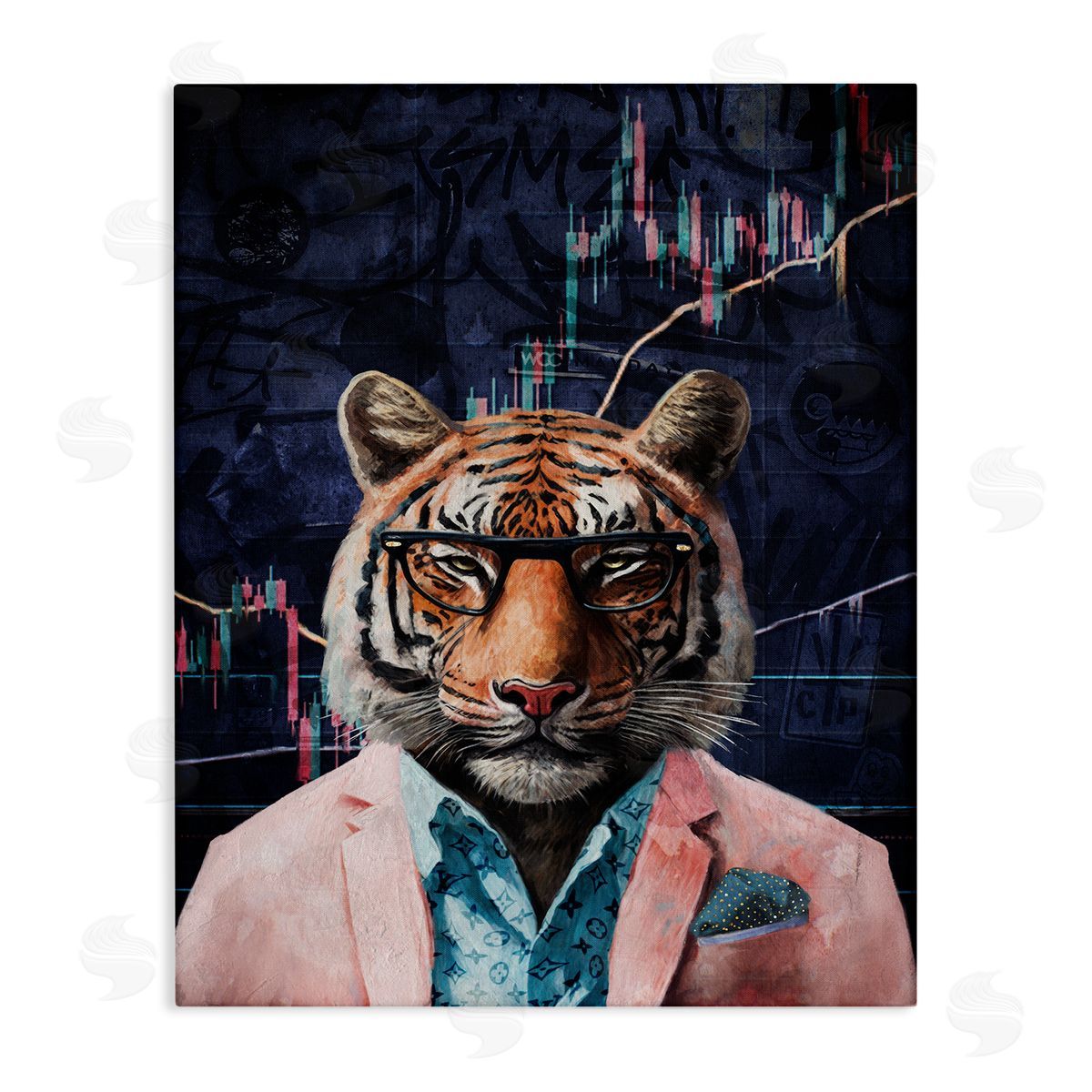 Trendy Tiger on Abstract Canvas Wall Art, Home Decor by Svetlana Aleynikova