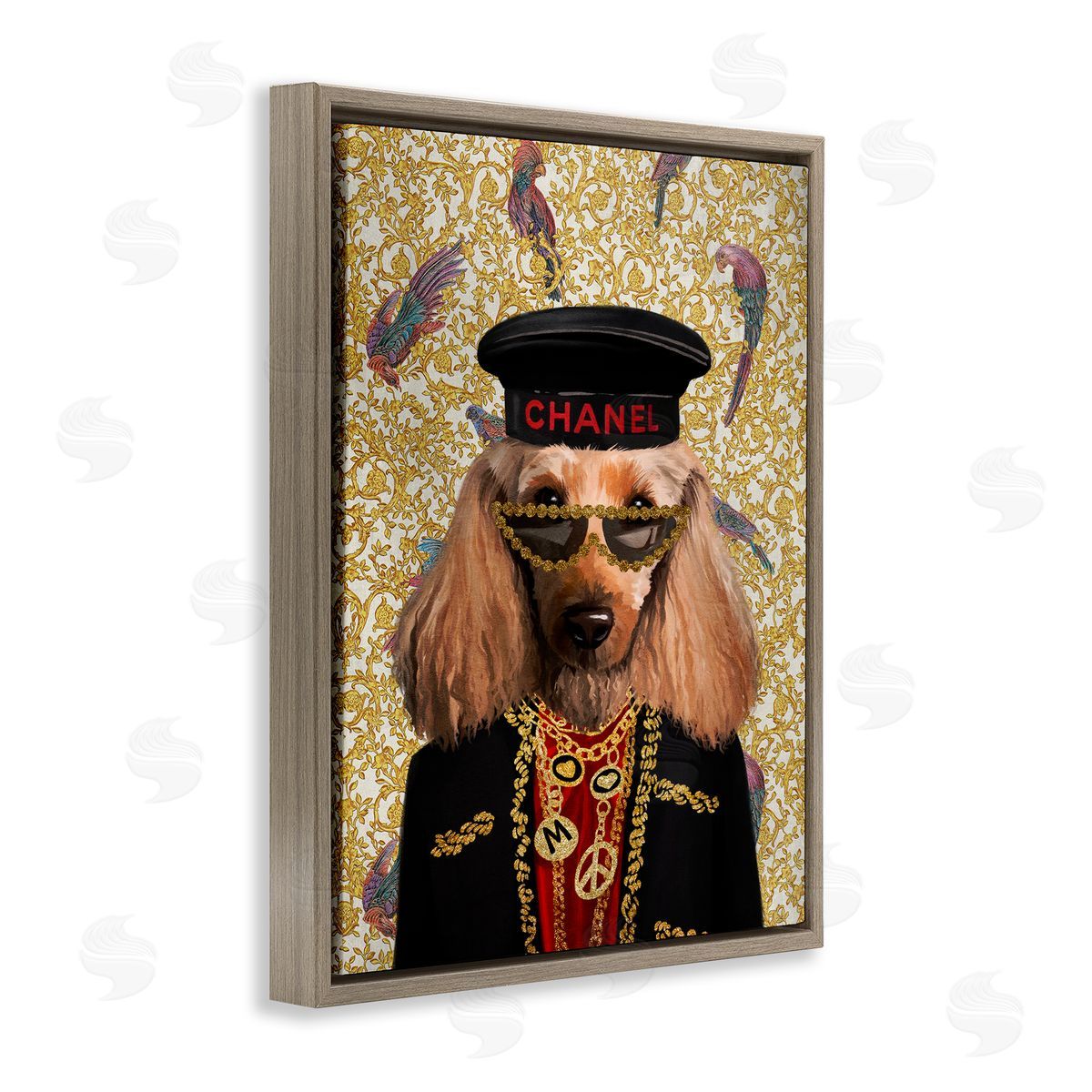 Fashion Brand Dog Brown Floating Frame Canvas Wall Art, Home Decor by Svetlana Aleynikova