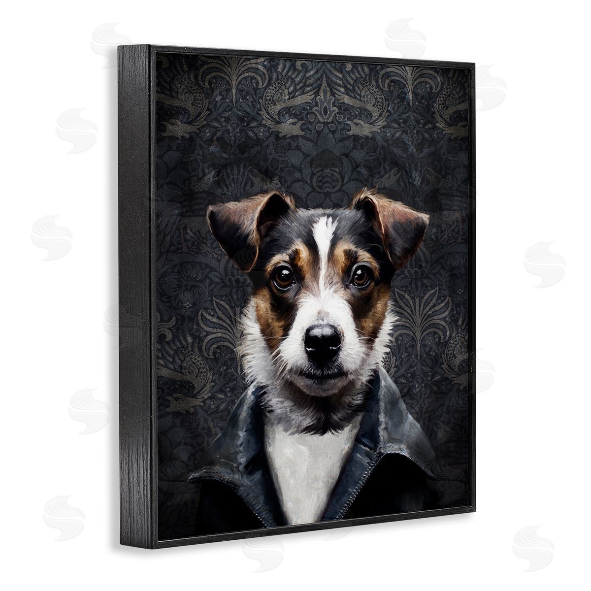 Dog with Ornate Background Black Frame Print Wall Art, Home Decor by Svetlana Aleynikova