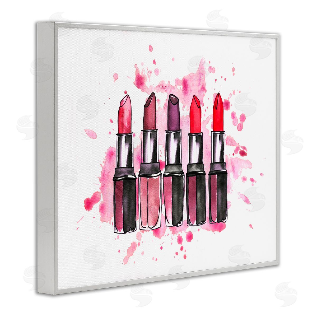 Modern Splatter Lipstick White Frame Print Wall Art, Home Decor by Svetlana Aleynikova