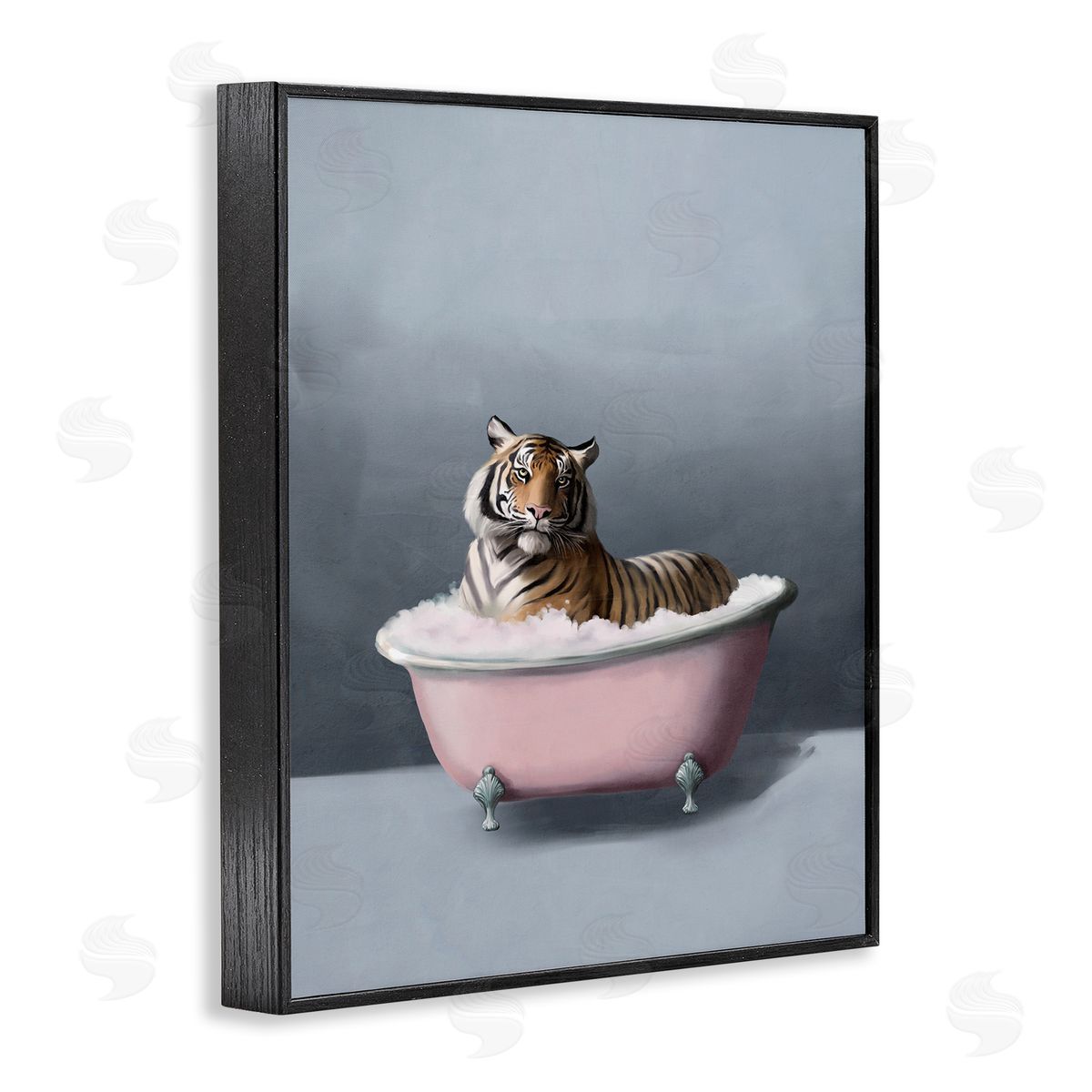 Tiger in the Bathtub Black Frame Print Wall Art, Home Decor by Svetlana Aleynikova