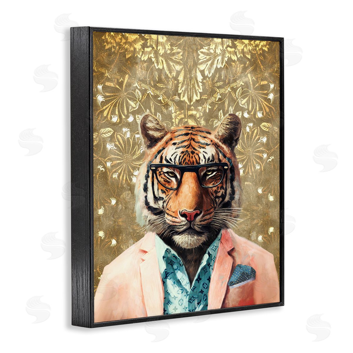 Stylish Tiger Gold Wall Black Frame Print Wall Art, Home Decor by Svetlana Aleynikova