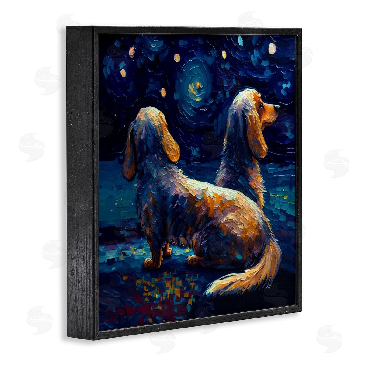 Van Gogh Style Dogs Black Frame Print Wall Art, Home Decor by Svetlana Aleynikova