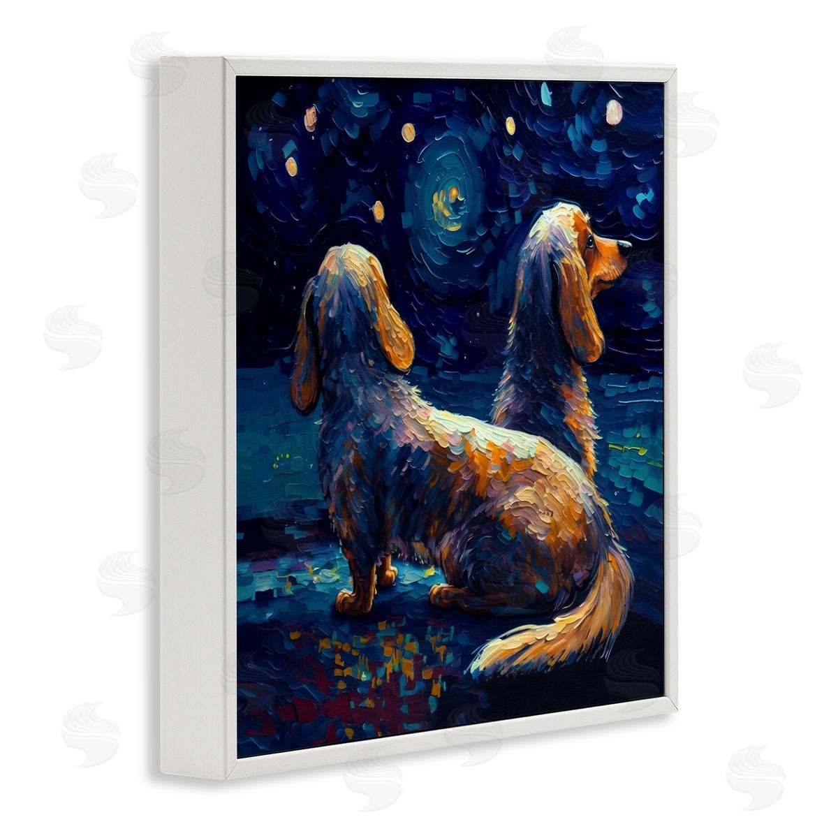 Van Gogh Style Dogs White Frame Print Wall Art, Home Decor by Svetlana Aleynikova