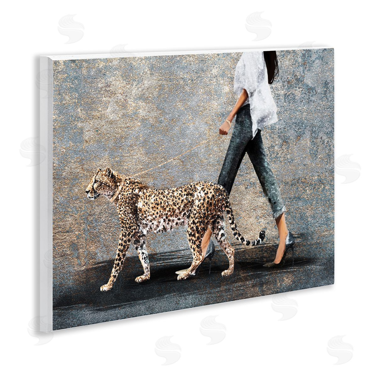 Trendy Woman with Leopard Wood Plaque Wall Art, Home Decor by Svetlana Aleynikova