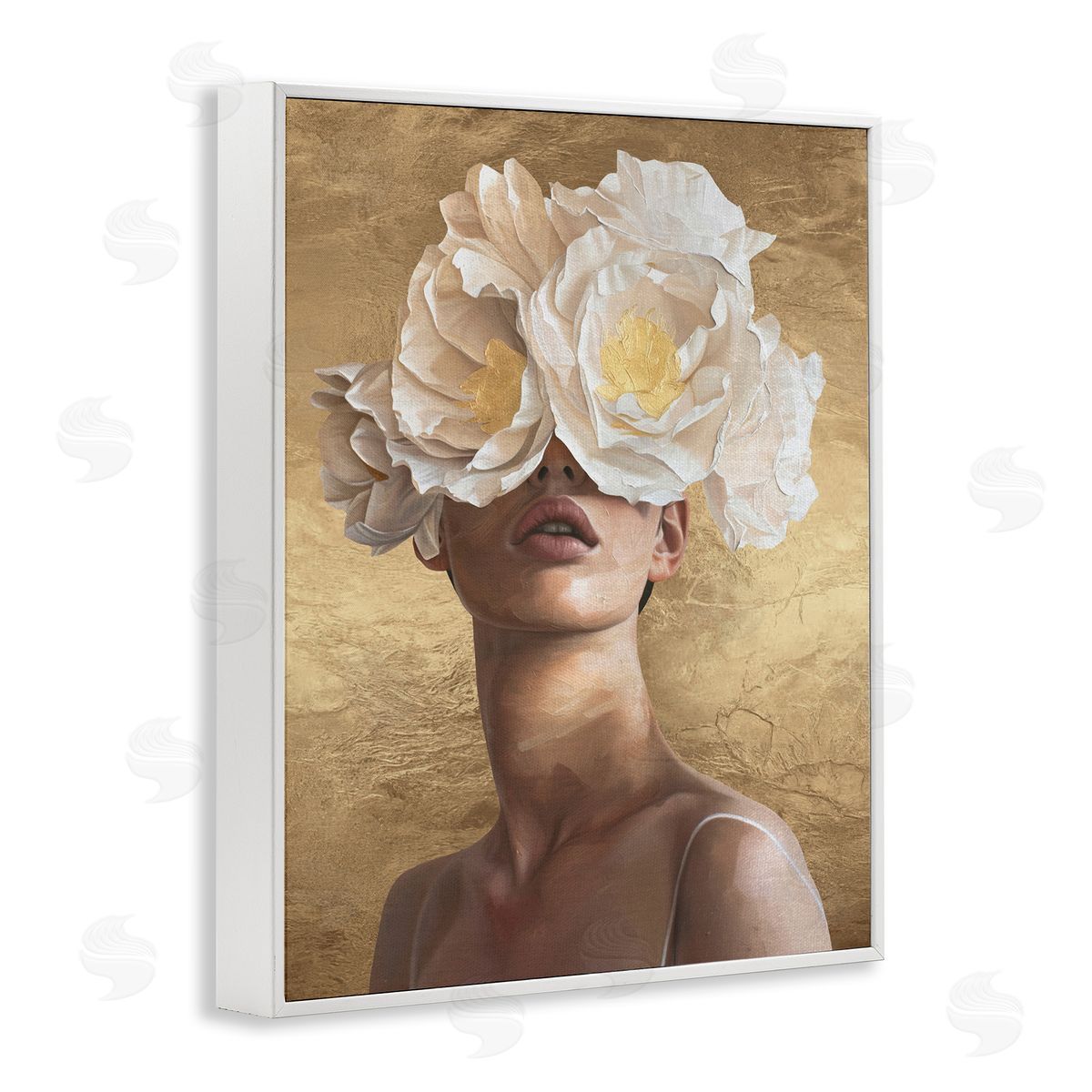 Surreal Flower Lady White Frame Print Wall Art, Home Decor by Svetlana Aleynikova
