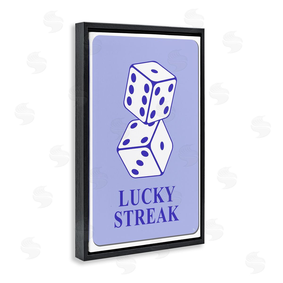 Blue Lucky Streak Dice Black Floating Frame Canvas Wall Art, Home Decor by Martina Pavlova