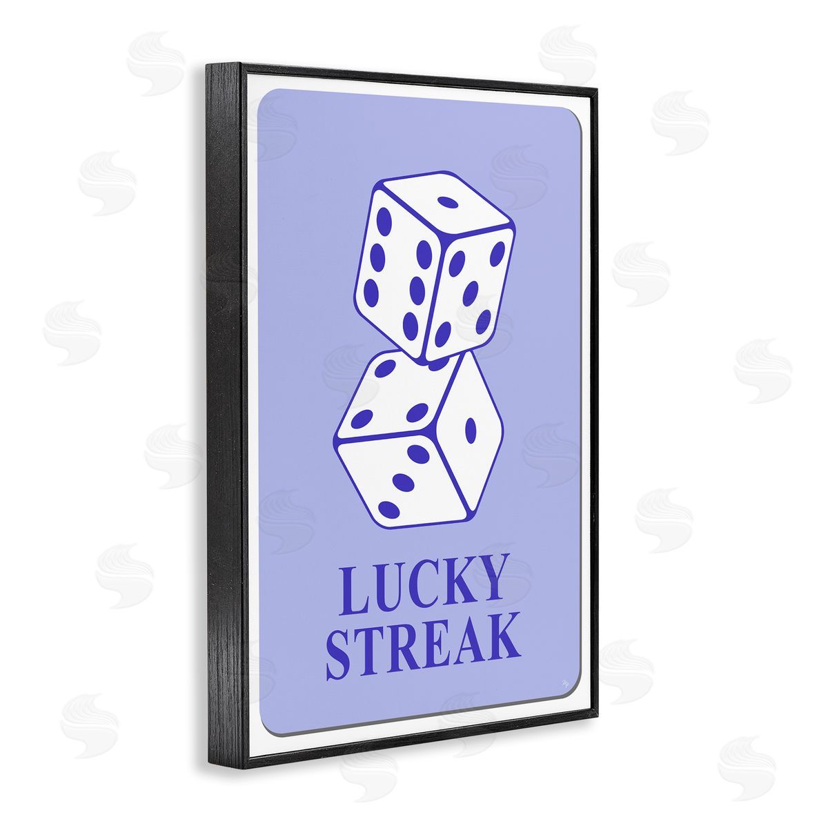 Blue Lucky Streak Dice Black Frame Print Wall Art, Home Decor by Martina Pavlova