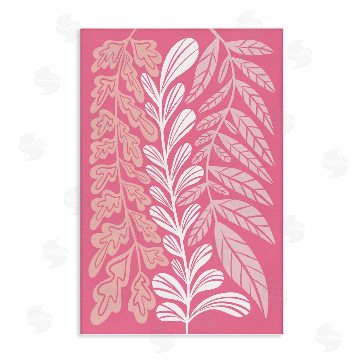 Peach Pink Long Plants Canvas Wall Art, Home Decor by Martina Pavlova