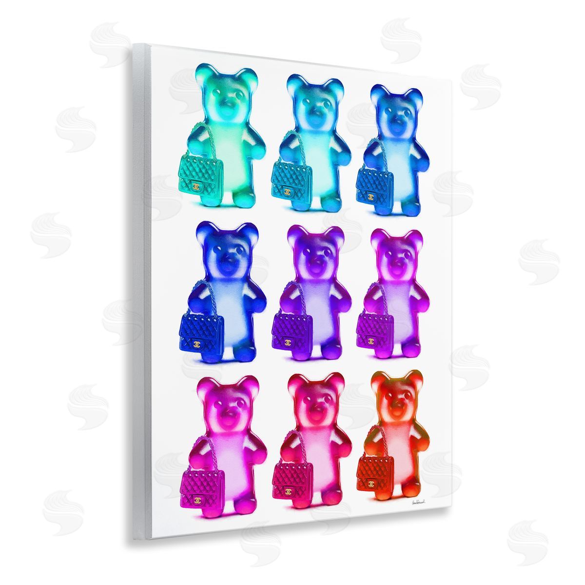 Bright Hued Bears & Bags Wood Plaque Wall Art, Home Decor by Amanda Greenwood