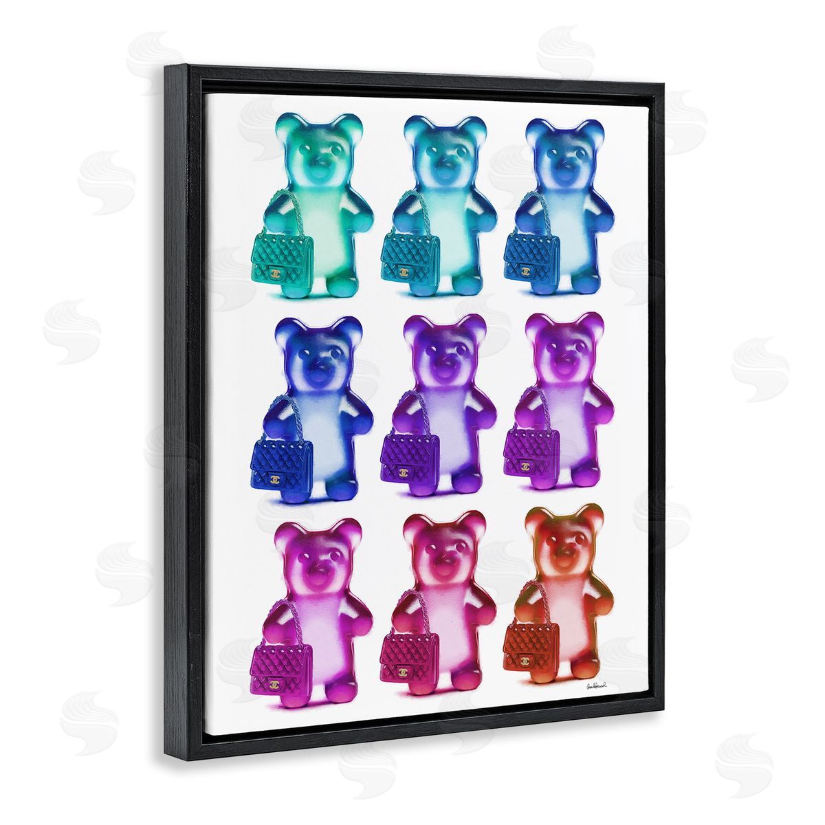 Fashion Bears & Bags Black Floating Frame Canvas Wall Art, Home Decor by Amanda Greenwood