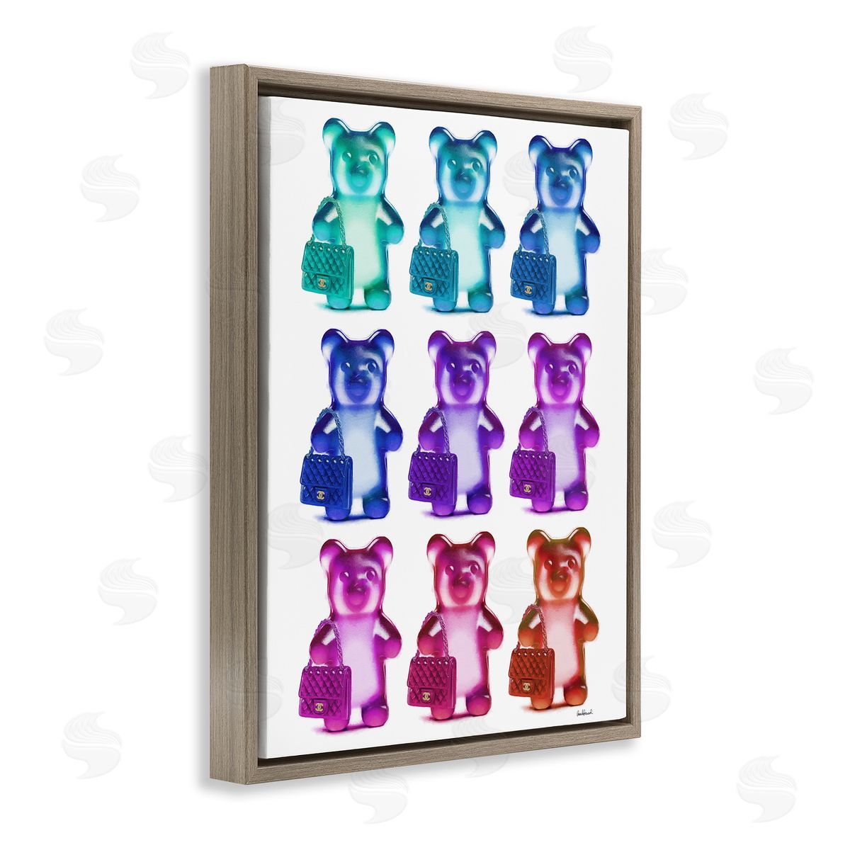 Fashion Bears & Bags Brown Floating Frame Canvas Wall Art, Home Decor by Amanda Greenwood