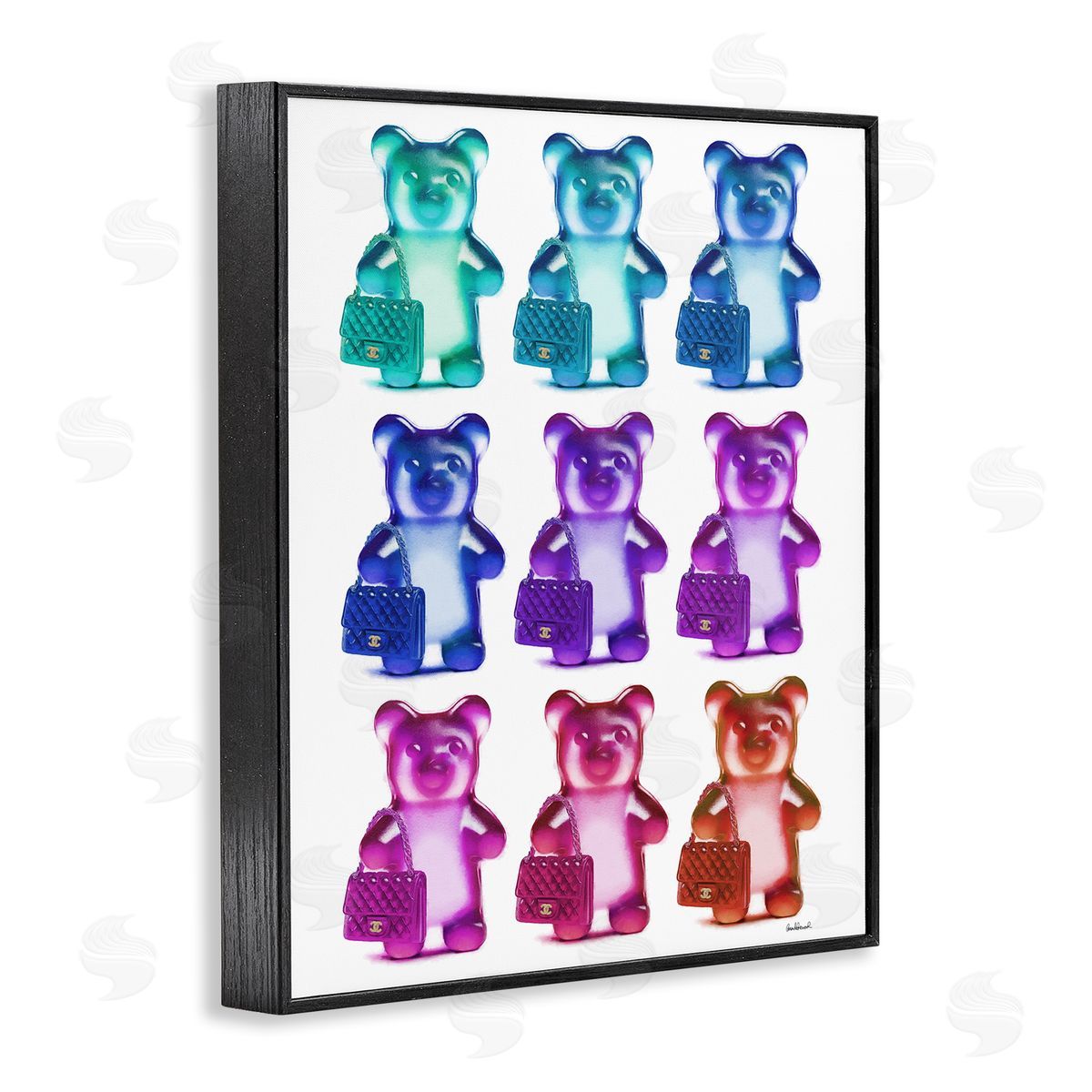 Fashion Bears & Bags Black Frame Print Wall Art, Home Decor by Amanda Greenwood