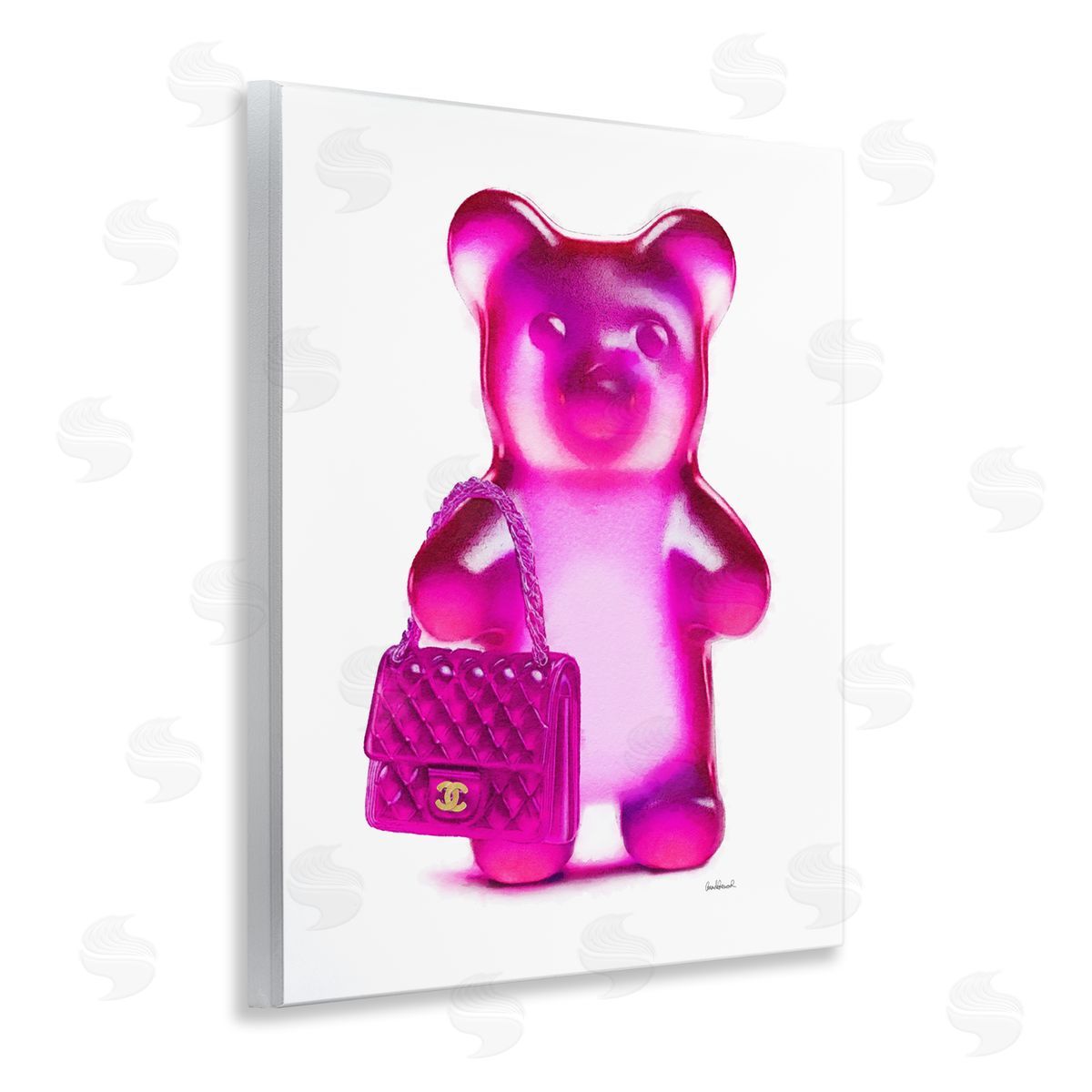 Pink Bear & Purse Wood Plaque Wall Art, Home Decor by Amanda Greenwood
