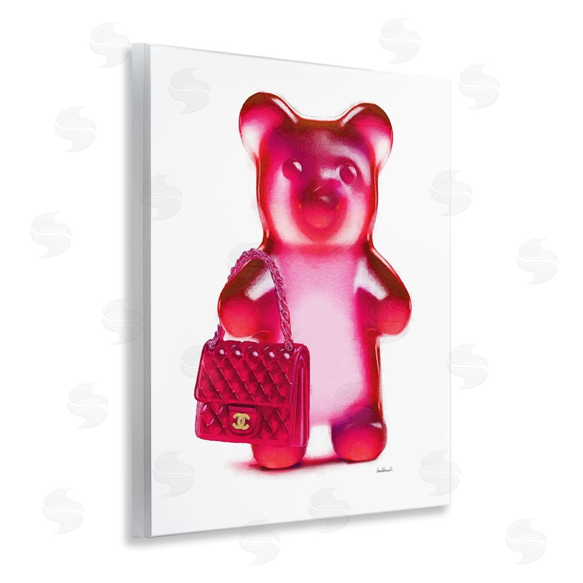 Red Bear & Purse Wood Plaque Wall Art, Home Decor by Amanda Greenwood